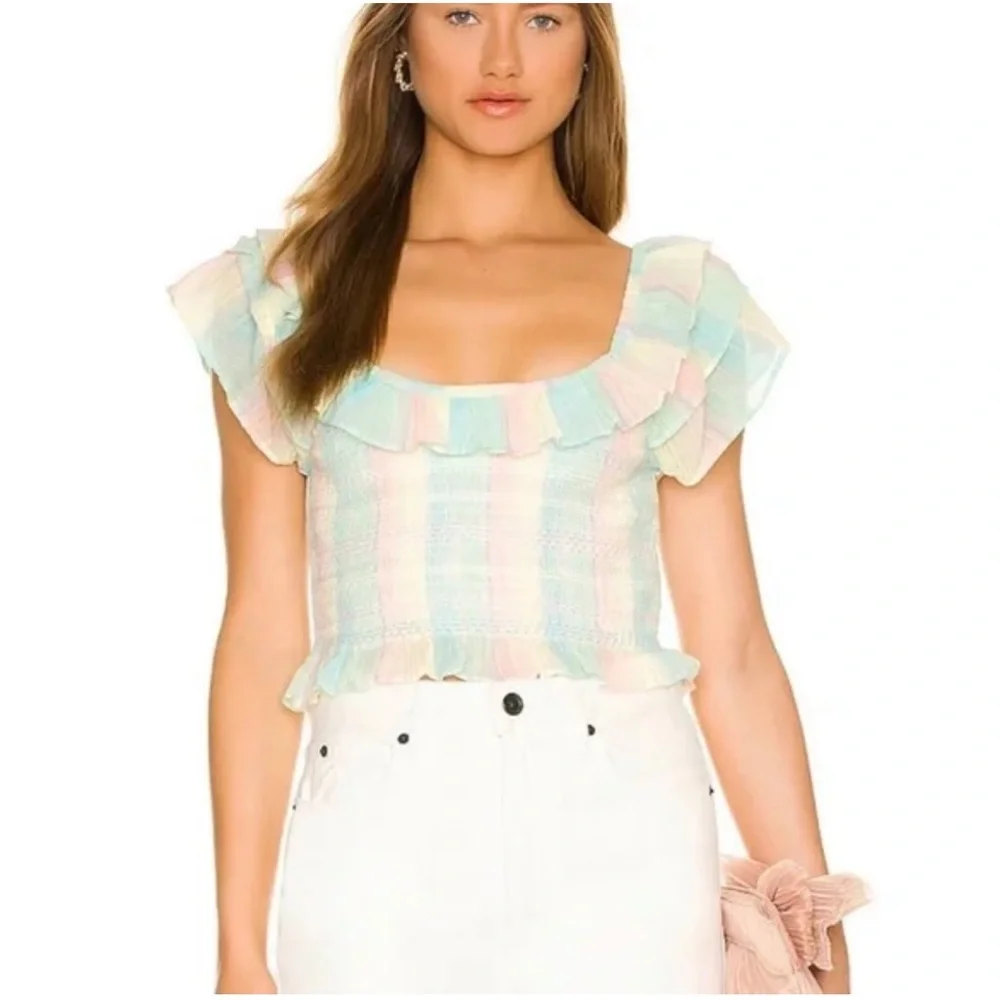 J6 LOVESHACKFANCY Saba Ruffle Crop Top - Picture 3 of 7